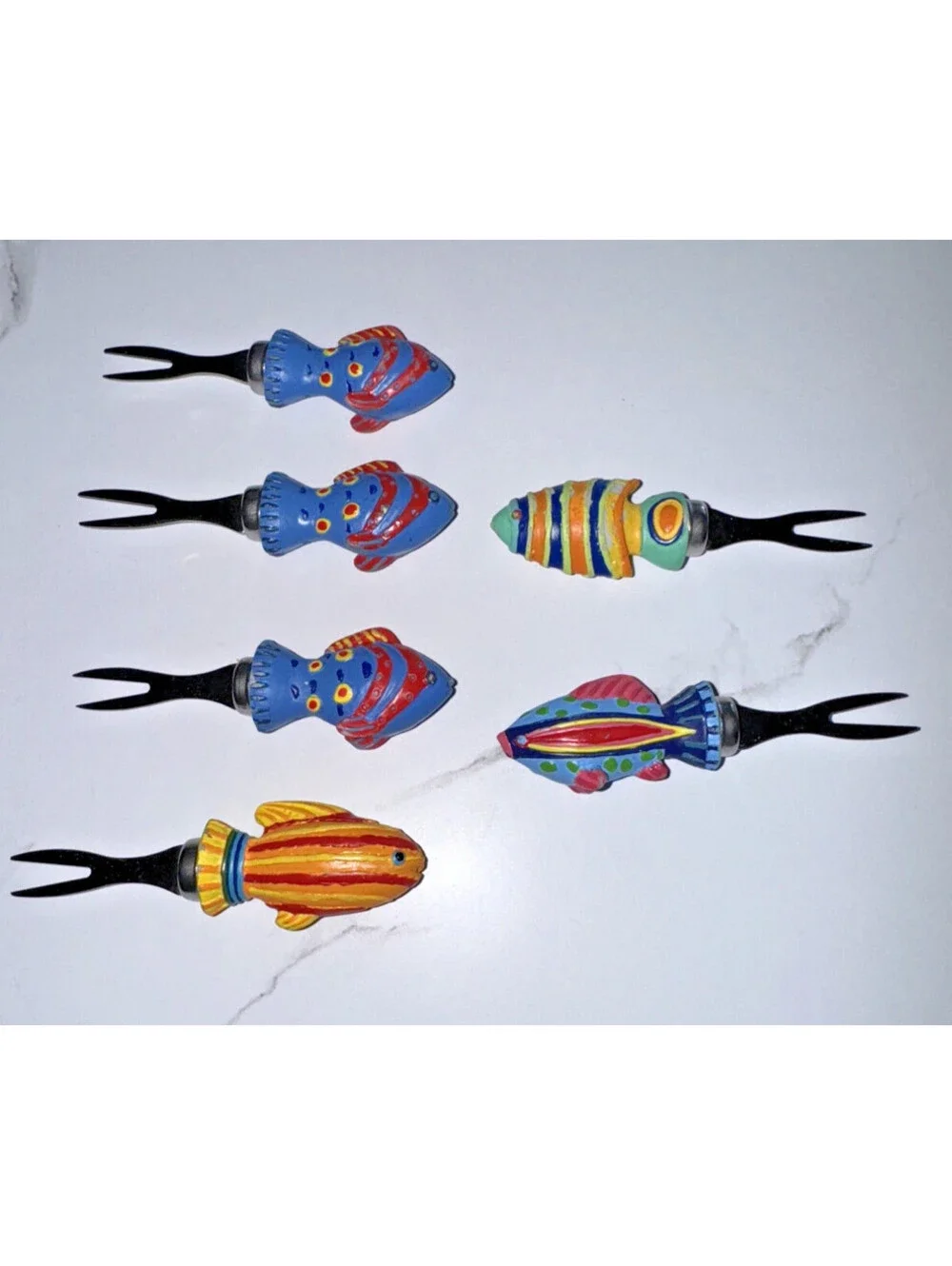 Boston Warehouse Tropical Fish Cheese Forks Set of 6 Charcuterie Board Holiday